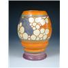 Image 1 : A Clarice Cliff Fantasque 'Broth' pattern vase, the ovoid girth painted with brown bubbles above ho.