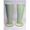 Image 1 : A pair of Clarice Cliff 'Yuan' pattern vases, the cylindrical shapes tapering to spreading feet and.