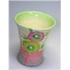 Image 1 : A Clarice Cliff 'Viscaria' pattern vase, the waisted cylindrical shape horizontally ribbed and pain.
