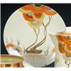 Image 1 : A Clarice Cliff Bizarre 'Rodanthe' pattern wall plaque painted with orange, grey, ochre and yellow f