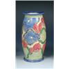 Image 1 : A Clarice Cliff Bizarre 'Blue Chintz' pattern vase, the barrel shape painted with pink flowers and..