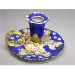 A mid 19th century chamberstick, possibly Ridgway, decorated with the 2/9402 pattern of gilt deep s.