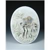 Image 1 : A late 19th century German porcelain plaque moulded in high relief with a couple running through th.