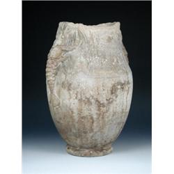 Lyceu Artese Officios, Sao Paolo, a terracotta jar, the handles modelled as lobsters, the ovoid bod.