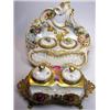 Image 1 : A 20th century 'Capodimonte' inkstand, the flower applied rococo form with two receivers behind a r.