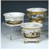 Image 1 : Three mid 19th century Paris landscape painted inkwells, each of circular shape with painted bands..