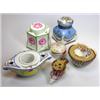 Image 1 : Six various inkwells, to include: two of shell shape, one painted with pink roses, another floral w.