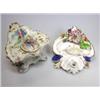 Image 1 : A Le Nove style faience inkstand, the rococo shape painted with flowers within rocaille detailed in.