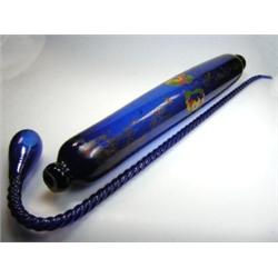 Two pieces of late 19th century 'Bristol Blue' glass, a pipe with tulip bowl and twisted stem, 51cm.