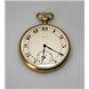 Image 1 : An 18ct gold cased open face keyless pocket watch, the silvered dial printed with Arabic numerals,..