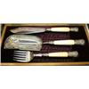 Image 1 : A Victorian electroplate three piece set of fish servers including a knife, fork and slice, the bla.