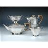 Image 1 : A silver four piece teaset by the Goldsmiths' and Silversmiths' Co Ltd, Sheffield 1951, comprising:.