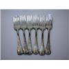 Image 1 : A set of six Victorian silver Old English, shell and thread pattern table forks by George Adams, Lo.