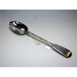 An Edwardian silver fiddle pattern serving spoon by Mappin and Webb, London 1900, 31.5cm, 4.75oz  £.