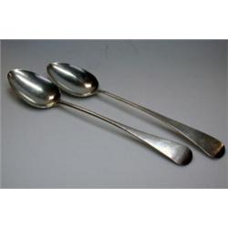 A George III silver Old English pattern serving spoon by John Priestman, London 1787, 29.5cm; anoth.