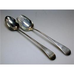 A George III silver Old English pattern serving spoon by Peter and Ann Bateman, London 1797, 30.25c.