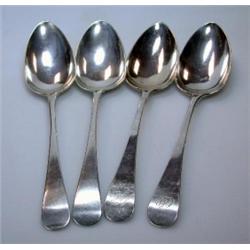 Two pairs of George III silver Old English pattern table spoons by Peter and William Bateman, Londo.
