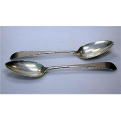 A pair of George III silver Scottish provincial Old English pattern tablespoons by Charles Jamieson.