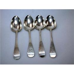 Four George III Scottish silver Old English pattern table spoons a pair by Robert Gray (Glasgow), E.