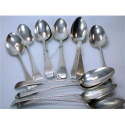 Thirteen George III/William IV silver Old English pattern tablespoons including: a pair by SA, Lond.