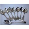 Image 1 : Eight Exeter silver tablespoons comprising: three Victorian silver fiddle pattern spoons by James a.