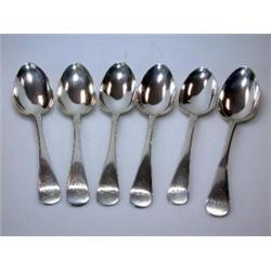 A set of six George IV Scottish silver Old English pattern tablespoons, various makers, Edinburgh 1.