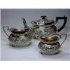 Image 1 : An Edwardian silver three piece teaset, maker W.C.K, Birmingham 1903/05, comprising a teapot of com.