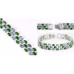 Natural Tanzanite & Green Chrome Diopside Bracelet