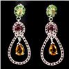 Image 1 : Natural Citrine Chrome Diopside  Ruby Sapphire Earrings