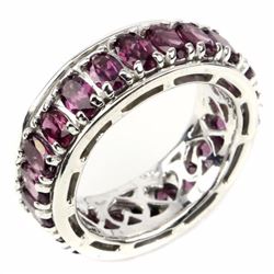 Natural  Pink Raspberry Rhodolite Garnet Eternity Band