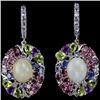 Image 1 : NATURAL OPAL  RHODOLITE TANZANITE AMETHYST EARRINGS