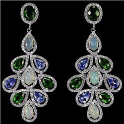 Natural  TANZANITE OPAL CHROME DIOPSIDE Earrings