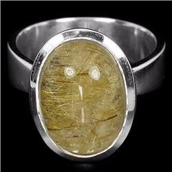 Natural Rutilated Quartz 14 x 10 MM Ring