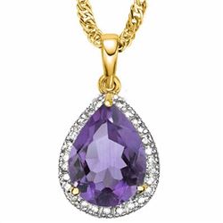 Natural Amethyst & Diamond 3.75 carats Pendant