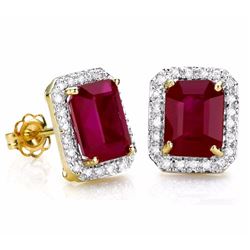 Genuine Ruby & Diamonds Carats Solid Gold Earrings