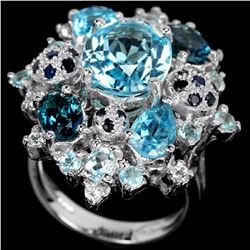 Natural SKY, SWISS & LONDON TOPAZ & BLUE SAPPHIRE Ring