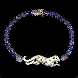 Natural Tanzanite C-Diopside Fire Opal Tiger Bracelet