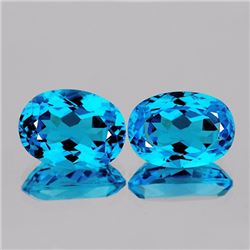 Natural Baby Swiss Blue Topaz Pair 13.55 Cts - VVS