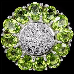 Natural Green Peridot 25 Carats Flower Ring