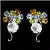 Image 1 : Natural Peridot Citrine  Opal Mop Blue Topaz Earrings