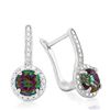 Image 2 : EARRINGS -  2 CTW ROUND FACETED MYSTIC GEMSTONE & 2 DIAMOND IN 925 STERLING SILVER SET - RETAIL ESTI