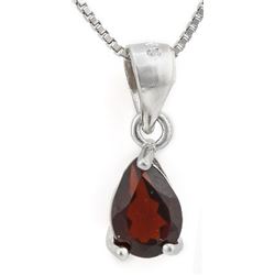 NECKLACE -  3/4 CT PEAR FACETED PERSIAN RED GARNET IN 925 STERLING SILVER SETTING - INCLUDES 20" 925