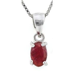 NECKLACE - .6 CT OVAL FACETED GENUINE BURGANDY RUBY IN 925 STERLING SILVER SETTING - INCLUDES 20" BO