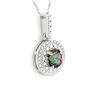 Image 2 : NECKLACE - 1 CARAT ROUND FACETED MYSTIC GEMSTONE & DIAMOND IN 925 STERLING SILVER SET - INCLUDES 20"