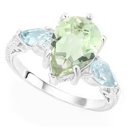 **** FEATURE ITEM **** RING - 3 CARAT GREEN **** FEATURE ITEM **** RING - 3 CARAT GREEN AMETHYST & 1