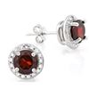 Image 2 : EARRINGS - 2 CT GARNETS &  GENUINE DIAMOND IN 925 STERLING SILVER - RETAIL ESTIMATE $450