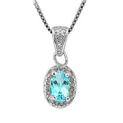 NECKLACE - .6 CARAT BABY SWISS BLUE TOPAZS & GENUINE DIAMONDS IN 925 STERLING SILVER SETTING - INCLU