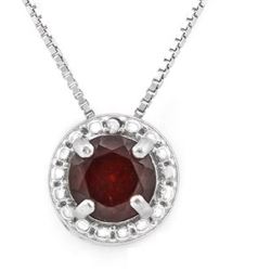 NECKLACE - 1 CTW GARNET &  GENUINE DIAMONDS IN 925 STERLING SILVER - INCLUDES 20" 18K GOLD OVER 925 