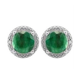 **** FEATURE ITEM **** EARRINGS - 2 2/5 CTW ENHANCED GENUINE EMERALD S & GENUINE DIAMONDS IN 925 STE