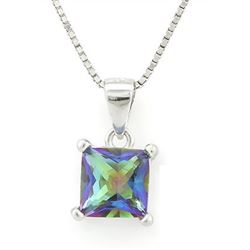 NECKLACE - 7/8 CARAT OCEAN MYSTIC GEMSTONE IN 925 STERLING SILVER SETTING - INCLUDES 20" WHITE GOLD 